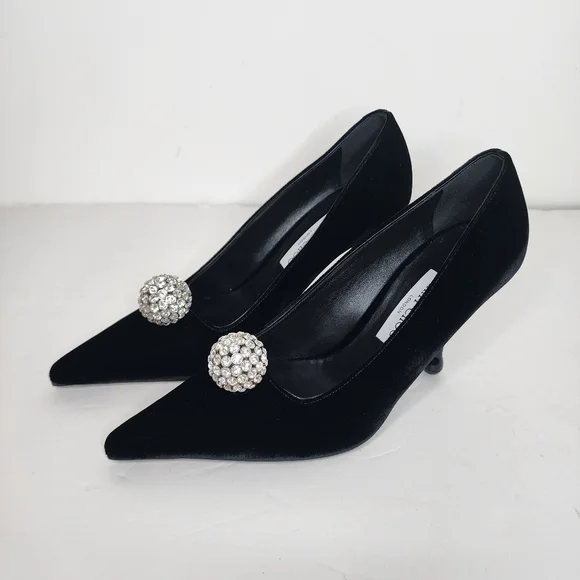 Jimmy Choo Orbs 95 Embellished Womens Black Pump Size 39.5 - Picture 2 of 9